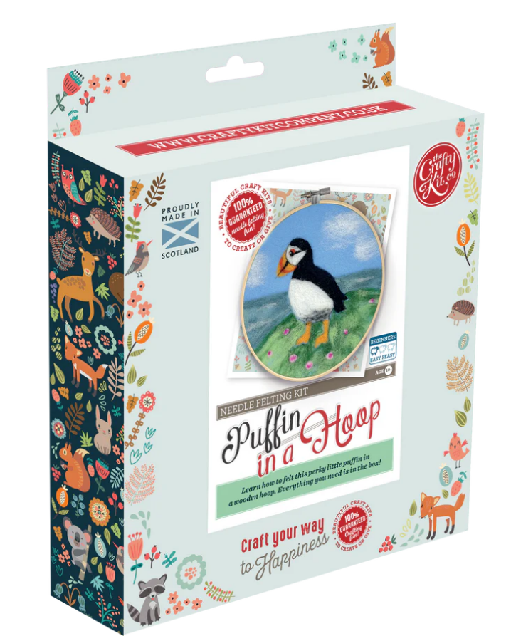 Painting with Wool Needle Felting Kit | Puffin in a Hoop