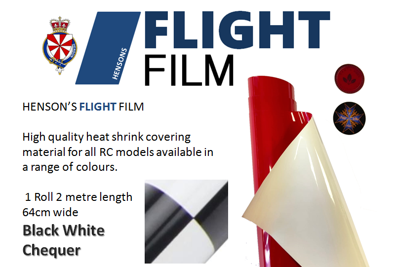 Flight Film covering Material, Heat shrink RC airplane covering - Black and White Chequer