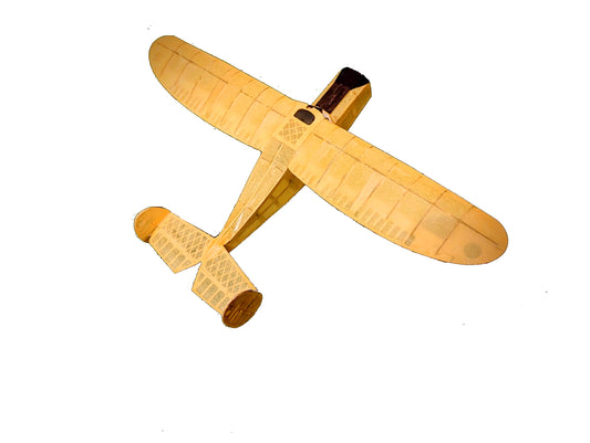 Yellow Balsa Model aircraft, tissue covered, Ace Vendetta, free flight model.