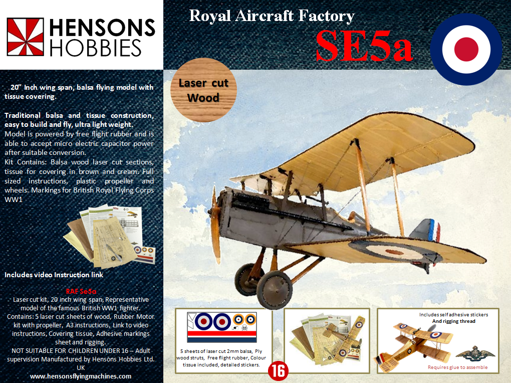 RFC Se5a Biplane Flying Ace WW1 Model Aircraft