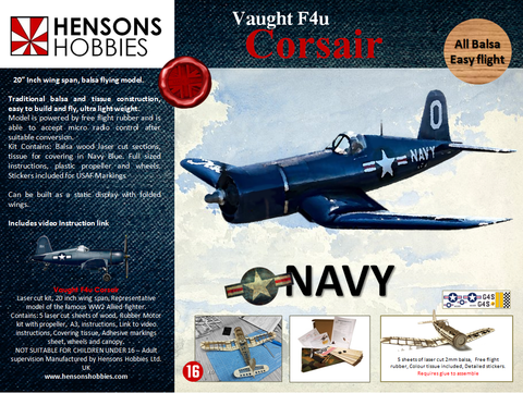 F4U CORSAIR 22 inch - Balsa Kit