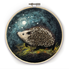 Painting with Wool Needle Felting Kit | Hedgehog in a hoop