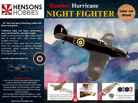 Night fighter Hawker Hurricane balsa kit