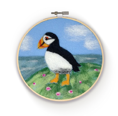 Painting with Wool Needle Felting Kit | Puffin in a Hoop